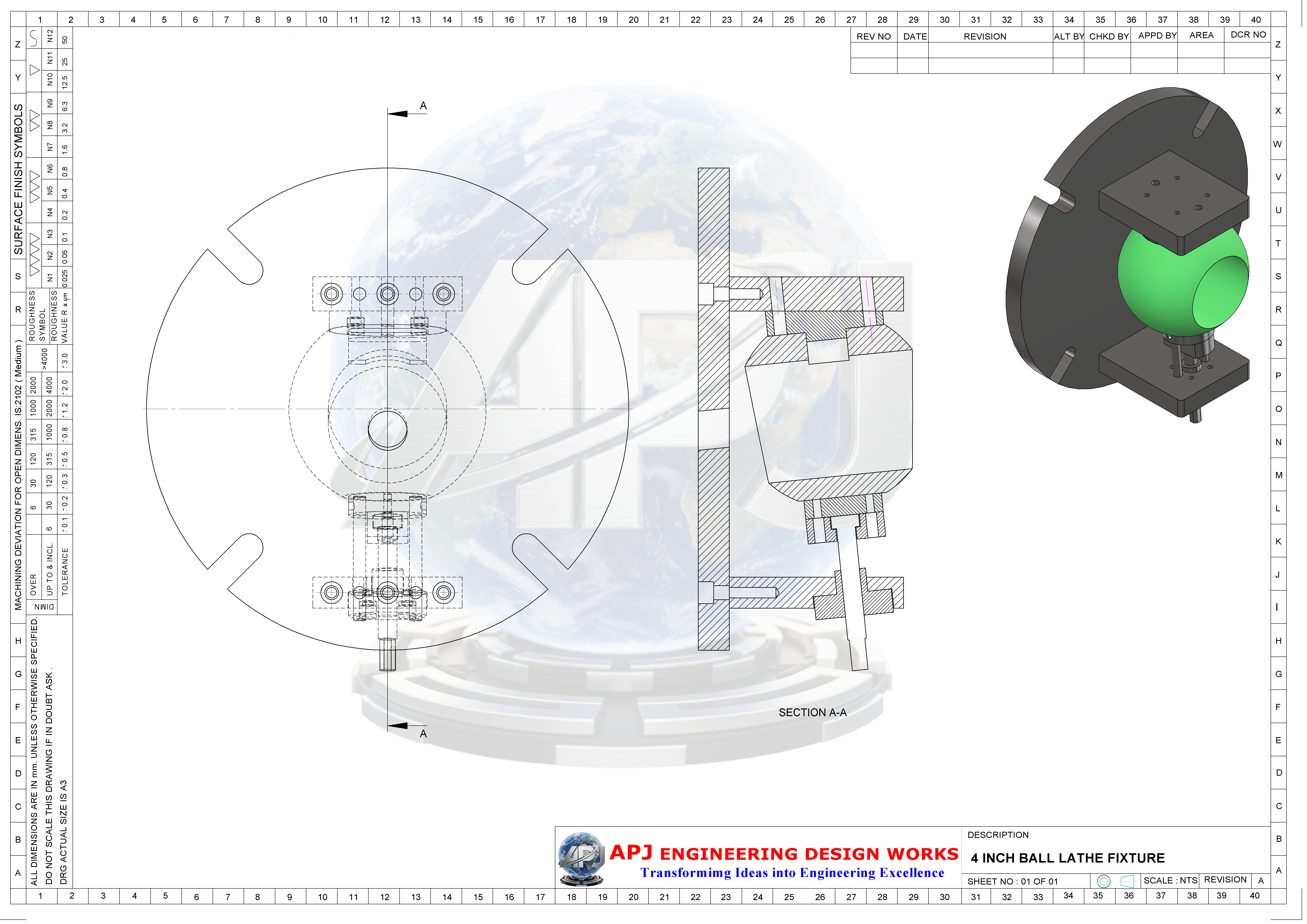 4 INCH BALL LATHE FIXTURE